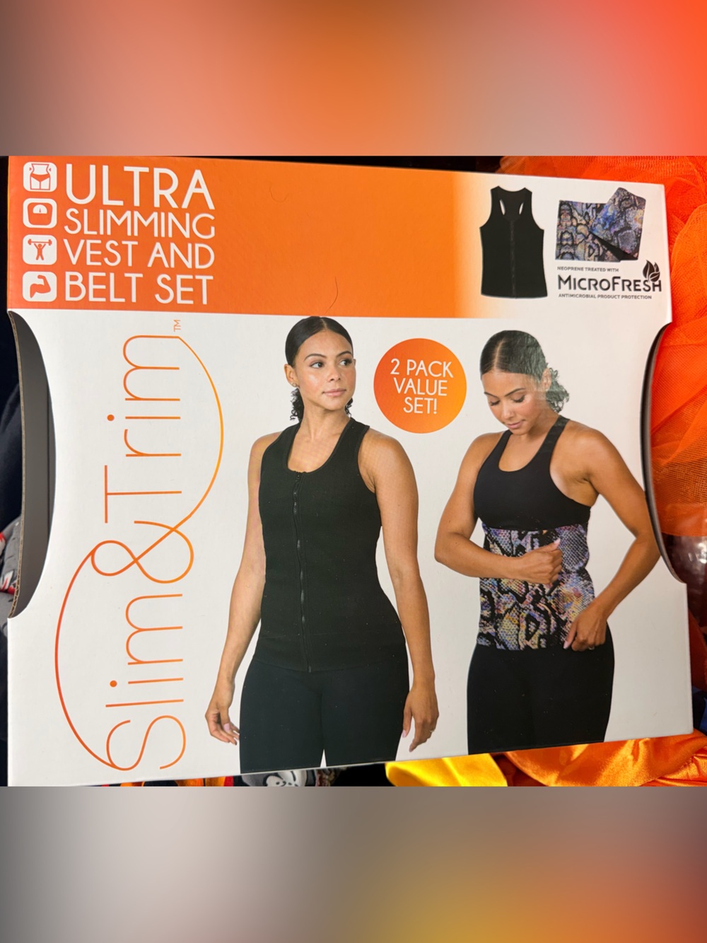 Women’s Ultra Slimming Vest and Belt Set - Black (2-Pack) XXL